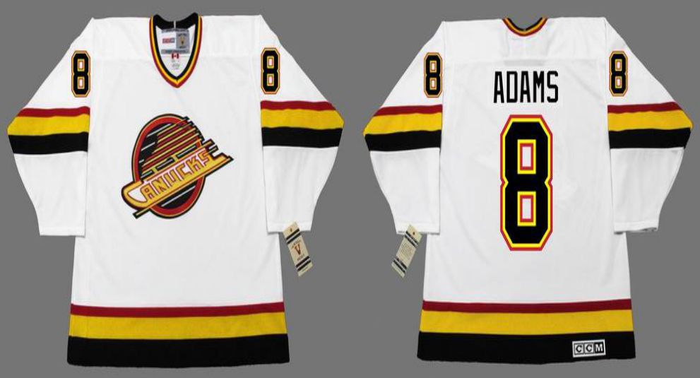 2019 Men Vancouver Canucks 8 Adams White CCM NHL jerseys